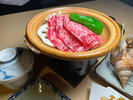 夕食「雅膳」牛肉の陶板焼き