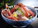 カニ刺しと鮮魚の刺身