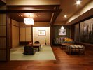 渚の館DX和洋室の和室。段差なしのフラットフロアにしております。