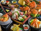 【夫婦蟹コース】蟹すき鍋、蟹天婦羅、せいこ蟹釜飯など、その他の蟹料理もたっぷり楽しめます。