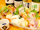 地酒と新鮮なお刺身