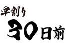 予約がお決まりならお早めに30日前のご予約がとってもお得です!!