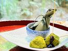 【朝食】笹よもぎ餅、抹茶わらび餅