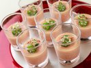 【2026夏のバイキング】お出汁の旨味にトマトの爽やかな酸味をプラスした、夏に嬉しい冷製の茶碗蒸しです。