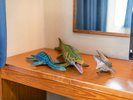 【3人部屋の恐竜ルーム・307】シングルベットが3つ並んだモササウルスの海のお部屋です。
