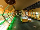 【1階博物館】岩石や鉱物、宝石の展示と、島根県の化石を展示しています。