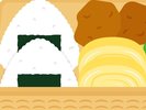 あったか手作りおにぎり2個(具材は唐揚げ)にだし巻き卵2切れ付き