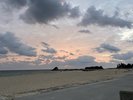 ビーチからの朝日の景色