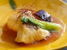 白身魚と茄子の甘酢餡掛け