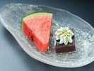 ◆甘味/黒米羊羹・西瓜(2026年初夏お食事イメージ)