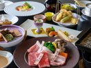 山形牛と米の娘豚食べ比べ、冬はアツアツ石焼きで