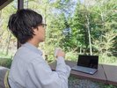 テラスで一服