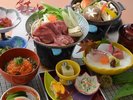 松茸入りすき焼きと秋鮭ときのこのバター焼きコース