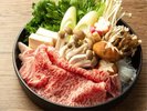 【ご夕食】すき焼きの具材は全て地元群馬県から!A4ランク上州和牛サーロインのお肉で召し上がれ