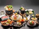 【夕食】2025年秋 特別会席膳一例(群馬県内でもなかなか出回らない県産希少食材を使用した厳選料理)