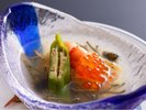 【夏の特選料理】茄子とジュンサイの冷製