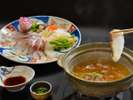 【ご夕食一例】新鮮な鯛をお出汁でしゃぶしゃぶに
