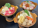 ・【ご夕食一例】3種類の鍋(キムチ鍋、すき焼き、塩ちゃんこ鍋)から1つお選びいただけます