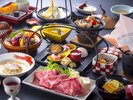 季節の和会席一例。神戸ビーフしゃぶしゃぶメインの12品