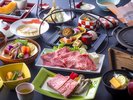 美味饗宴会席一例 神戸牛しゃぶしゃぶと和牛ステーキを含む全12品