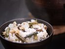 70周年記念料理＜春編＞土釜で炊いた山菜ご飯