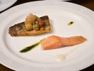 ・【シェホシノフレンチディナー一例・魚料理】日光サーモンのティエド サラダ仕立て 等