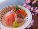 ホタルイカ・・ヨモギ豆腐・季節のお造り盛り合わせ 春メニューのイメージです。