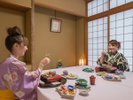 【夕食風景】個室をご希望の方は当館にご連絡ください。