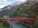 【景観】紅葉をバックに走る黒部渓谷トロッコ電車は最高♪