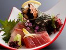 【春のお料理】向付(旬の鮮魚を使用したお造り3種盛り)
