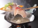 松月冬:温物一例(寒ブリしゃぶしゃぶ)