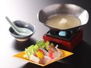 松月冬:温物一例(寒ブリしゃぶしゃぶ)