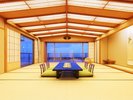 海を眺めるオーシャンフロント大部屋201(24帖の和室)