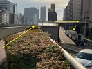 肥後橋駅 2番出口 経路F 遊歩道の終わりに階段があり、降りたらスマイルホテルです