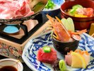 【美味少量会席-ことほぎ-】おきりこみ饂飩やお造りほか、見た目にも華やかな夏のお料理をご用意しました。
