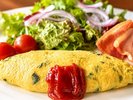 朝食(高菜オムレツ)
