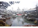 雪降るメイン庭園