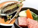 追加料理はあわびか飛騨牛ステーキからお選びください。