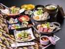 信玄鶏の水炊き、和牛ステーキ ※一例