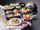 和牛ステーキ、とろステーキの会席 ※一例