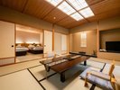【庭園付き離れ松風庵:若草】和洋室:旧き良き和室とベッド付。寛ぎと、団らんに使い勝手の良いお部屋です