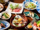 【夕食】越前郷土会席(一例):地元の厳選されたとれたて新鮮素材を四季に合わせて調理いたします。