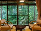 対局の間:特別室「常磐」源泉かけ流し内風呂・露天風呂がついております。