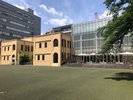 「京都国際マンガミュージアム」約5万冊のマンガが並ぶマンガの壁と、歴史的なレトロな建物。徒歩7分