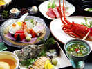 伊勢海老・あわびに黒毛和牛と贅沢食材も揃い踏み!!(お料理一例)