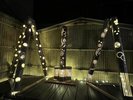 貸切温泉【SAKURA】の竹灯籠は若女将の手作り。2月には河津桜とのコラボライトアップも!!