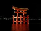 《宮島大鳥居》夜のライトアップされた大鳥居は必見