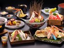 「加能蟹会席」タグ付き活ズワイ蟹一杯使用(2026年秋冬)蟹刺しや蟹しゃぶ、蟹炭火焼で至福のひとときを。