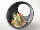 ■ご夕食一例/夏メニュー【旬の野菜のフリット しょっつるの香るバーニャソース】