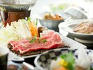 夕食一例|やわらかな和牛を味わうしゃぶしゃぶ